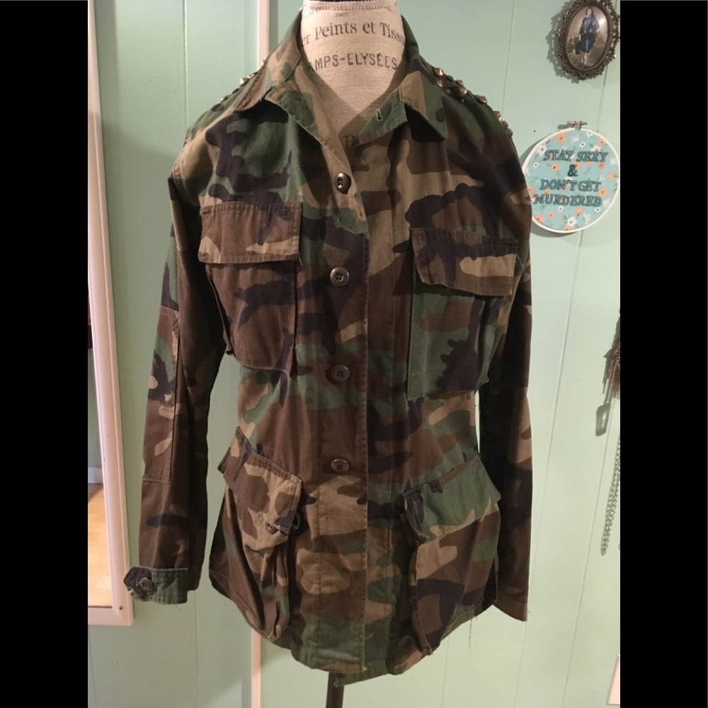 Vintage military army camouflage jacket x-small